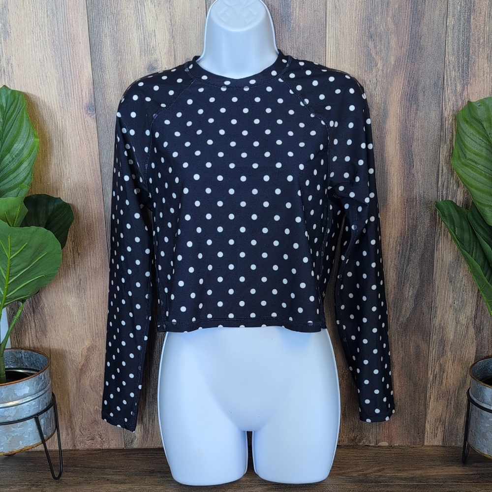 Shade & Shore UV Protection Navy/White Polka Dot Swim Shirt NWT M          M214
